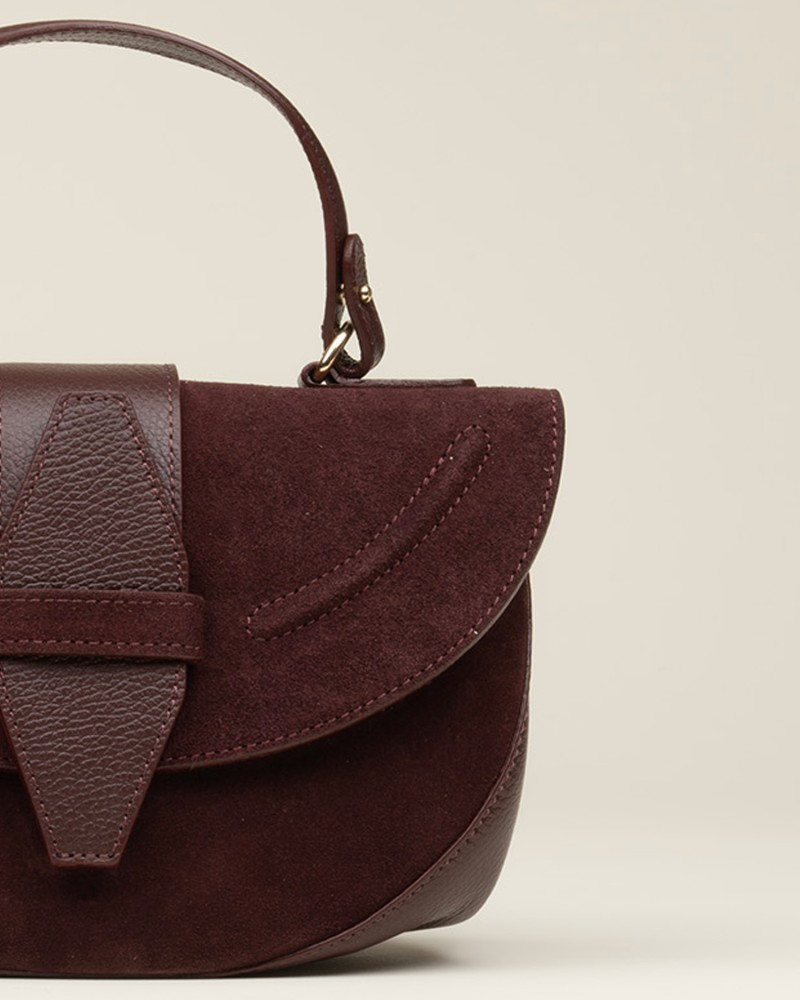 Bolso Combinado Ante Y Piel Burdeos 2