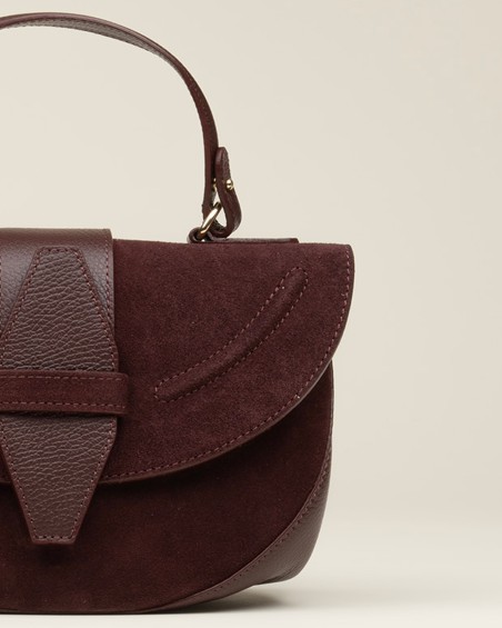 Bolso Combinado Ante Y Piel Burdeos 2