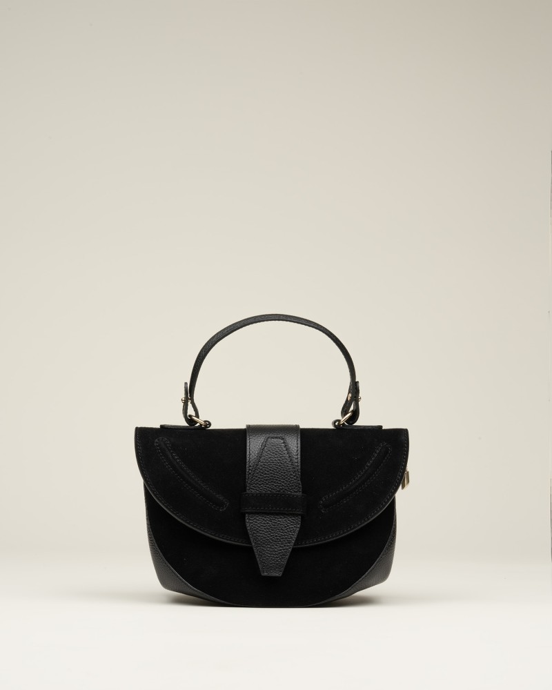 Bolso Combinado Ante Y Piel Negro 1