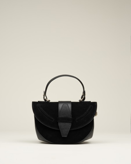 Bolso Combinado Ante Y Piel Negro 1