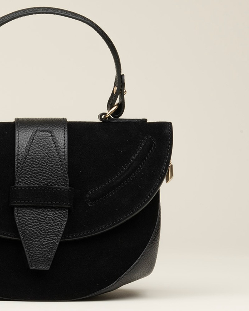 Bolso Combinado Ante Y Piel Negro 2