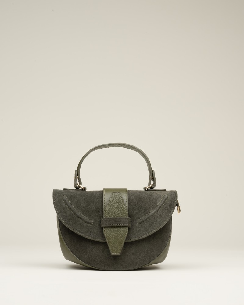 Bolso Combinado Ante Y Piel Verde 1