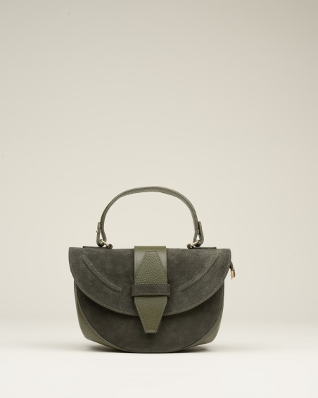 Bolso Combinado Ante Y Piel Verde 1