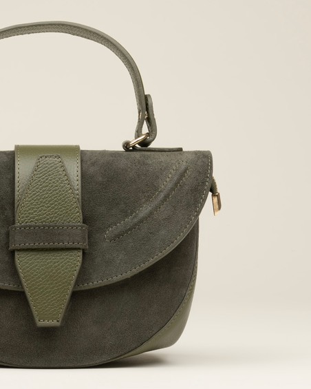 Bolso Combinado Ante Y Piel Verde 2