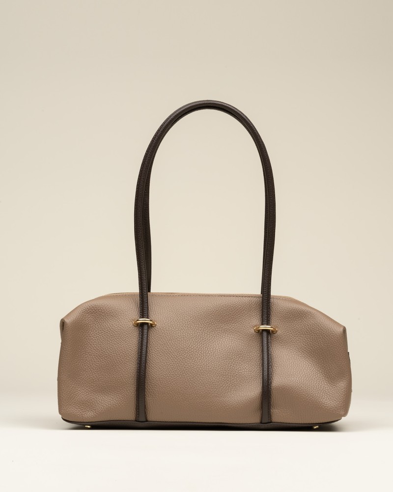 Bolso Piel Hombro Grande Beige 1