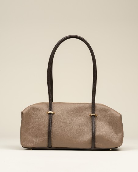 Bolso Piel Hombro Grande Beige 1