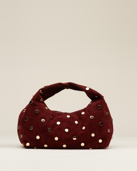 Bolso De Mano Ante Tachas Burdeos 1